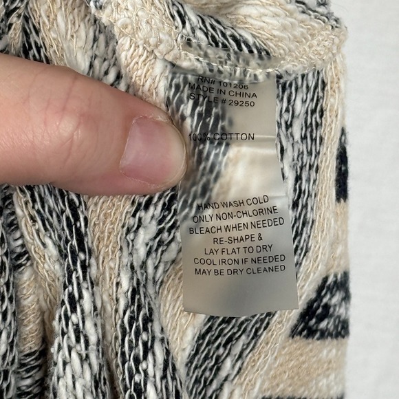 Soft Surroundings Marina Pullover Tunic Women Large Cotton Black Khaki Striped - Picture 7 of 7